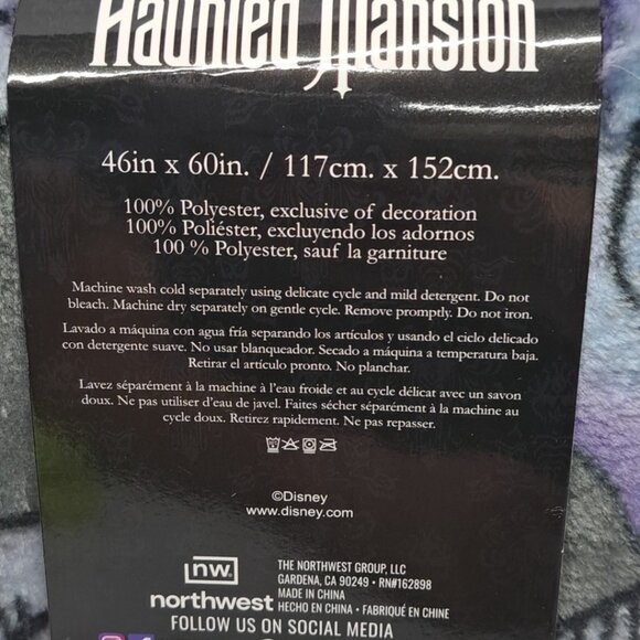 Disney The Haunted Mansion Hitchhiking Ghosts Soft Throw Blanket 46" x 60" New - Picture 6 of 7